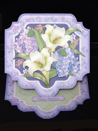 LILIES & HYDRANGEA Large Easel Card Kit & Decoupage 7.5 by Carolyn Norris