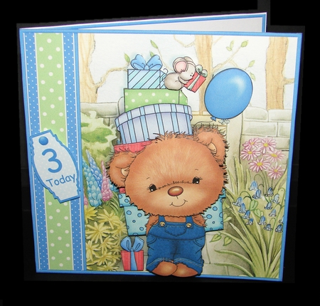 Party Boy Bear 7.5 Decoupage & Insert Mini Kit by Carolyn Norris