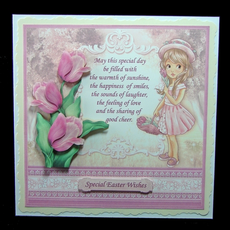 TULIP GIRL Easter Birthday Mothers Day Decoupage  & Insert Mini Kit by Carolyn Norris