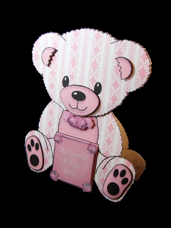 Lacy A-Frame Teddy Bear Card - Pink by Carolyn Norris