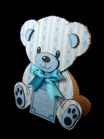 Lacy A-Frame Teddy Bear Card - Blue by Carolyn Norris