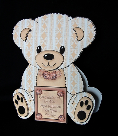Lacy A-Frame Teddy Bear Card - Brown by Carolyn Norris