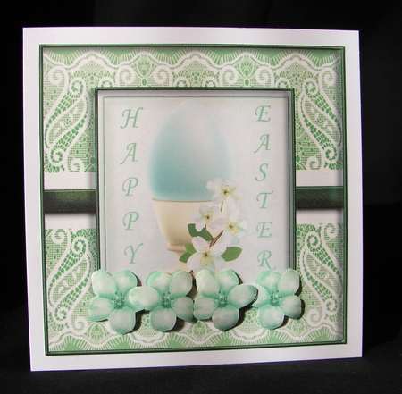 Green Easter egg card front by Carolyn Norris