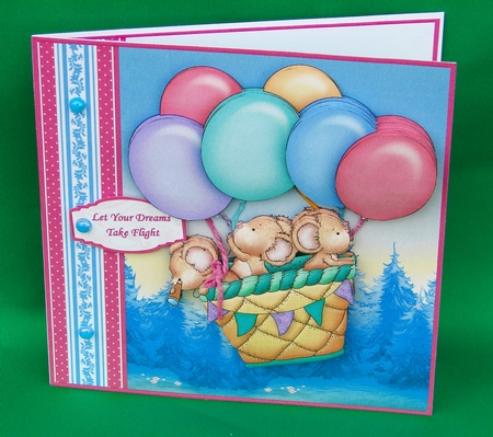 FLY AWAY WITH ME MICE 7.5 Decoupage & Insert Mini Kit by Carolyn Norris
