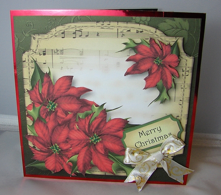 Sheet Music Christmas - Red Poinsettias by Carolyn Norris