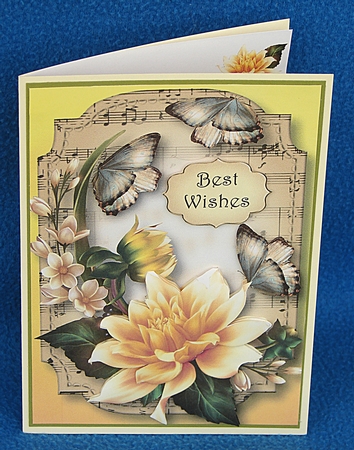 Sheet Music & Butterflies - Yellow Dahlia A5 by Carolyn Norris