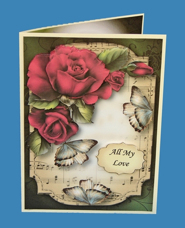 Sheet Music & Butterflies - Red Roses by Carolyn Norris