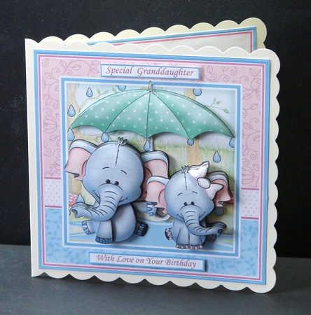 ELEPHANTS IN THE RAIN 7.5 Decoupage & Insert Kit by Carolyn Norris