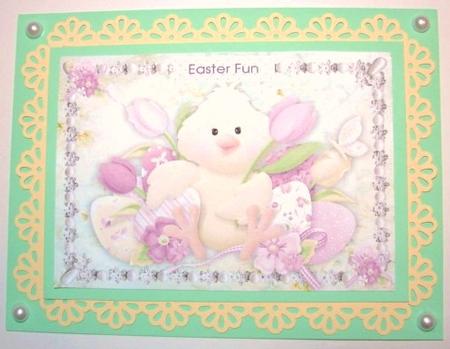 Easter Fun with Little Yellow Chick in Pearl Frame A4 by Carolyn Norris