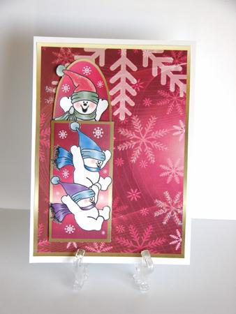 Bookmark Card - Jumping Snowmen by Carolyn Norris