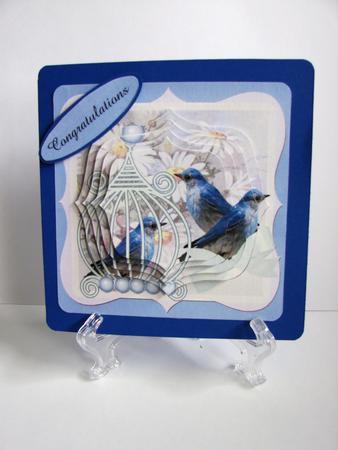 Vintage Blue Birds Pyramid,blue Background by Carolyn Norris