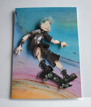 Skater Dude Green Decoupage Sheet by Carolyn Norris