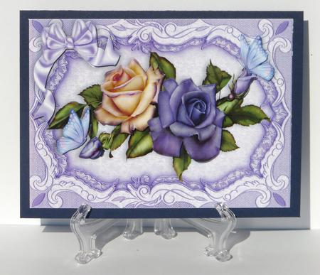Beautiful Roses with Butterflies and Bow A4 by Carolyn Norris