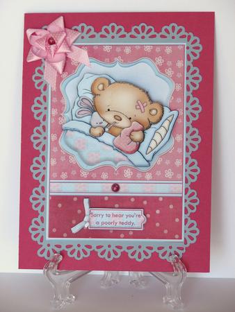 Poorly Teddy Get Well Soon Topper & Decoupage by Carolyn Norris