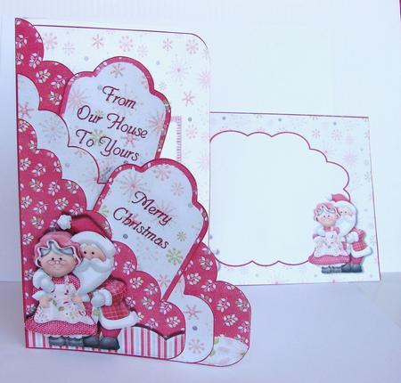 Mr & Mrs Claus Scalloped Pocket Card Kit with Envelope by Carolyn Norris