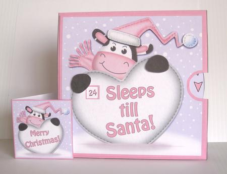 3D Xmas Milly Moo Sleeps Till Santa Countdown Moveable Card by Carolyn Norris