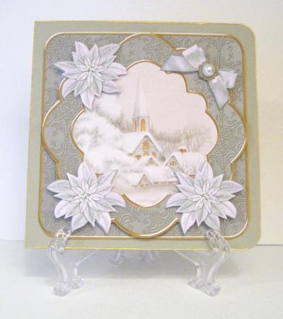 Ice Church Grey Poinsettia Fancy Decoupage Topper by Carolyn Norris