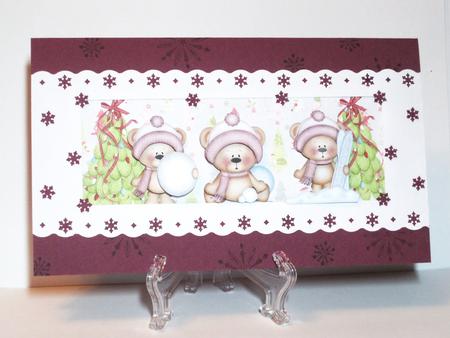 3 Gorgeous Snow Bears Long Card by Carolyn Norris