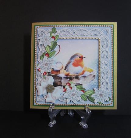 Blue Robin Poinsettia 8in Card Front Mini Kit by Carolyn Norris