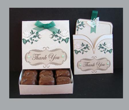 Cream Roses Thank You Mini Pocket Card & Keepsake Box Kit by Carolyn Norris