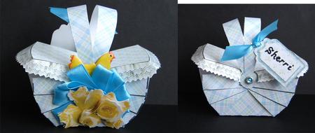 Vintage Rose Picnic Basket Treat Holder by Carolyn Norris