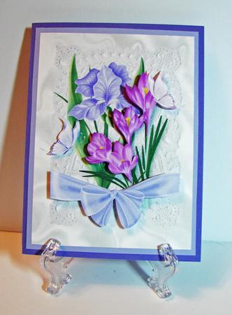 Floral Bouquet with Butterflies on Lace A4 by Carolyn Norris