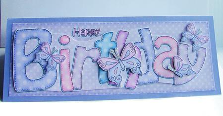 Large Dl Birthday Butterflies Card & 3D Decoupage by Carolyn Norris