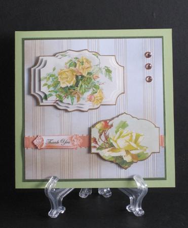 Vintage Yellow Rose Card Front with Toppers by Carolyn Norris