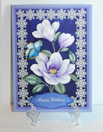 Beautiful Lilac Magnolias in a Lace Frame by Carolyn Norris