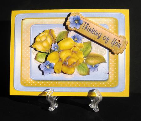 Yellow Roses and Violets W Layered Frames by Carolyn Norris