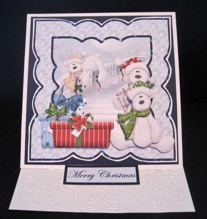 Polar Bear Christmas Card with Decoupage by Carolyn Norris