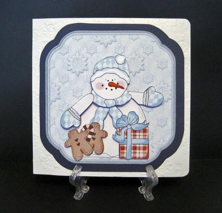 Snowman and Gingerbread Men Card with Decoupage by Carolyn Norris