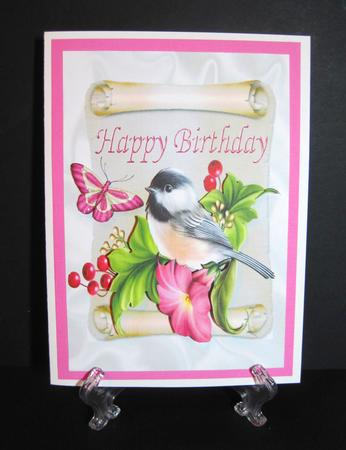 Sweet Little Bird on a Scroll with Flowers by Carolyn Norris