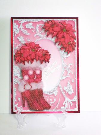 Girly Pink Christmas - Bling Boots & Poinsettias by Carolyn Norris