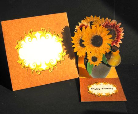 Sunflower Basket Easel Card & Envelope by Carolyn Norris