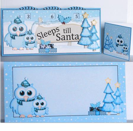 3D Xmas Owls Sleeps Till Santa Countdown Card by Carolyn Norris
