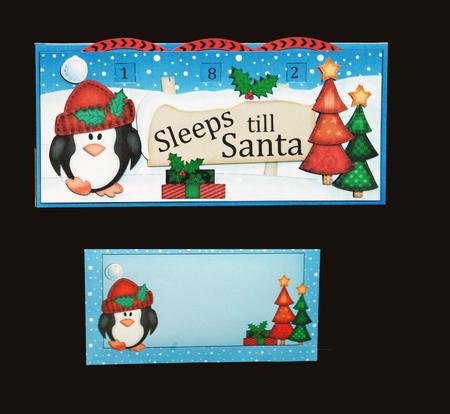 3D Xmas Penguin Sleeps Till Santa Countdown Card by Carolyn Norris