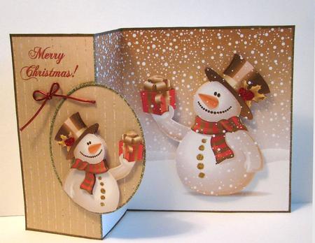 Merry Christmas Snowman Back Fold No Hole by Carolyn Norris