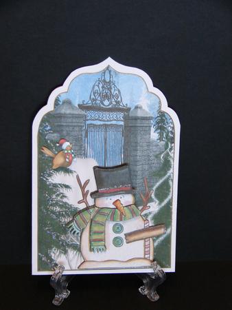 Snowman and a Robin Card Front with Decoupage by Carolyn Norris