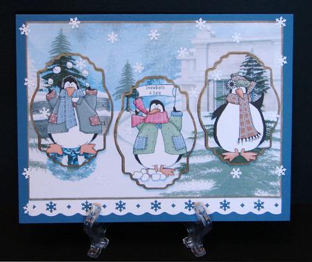 Penguins Party Panel Card with Toppers by Carolyn Norris