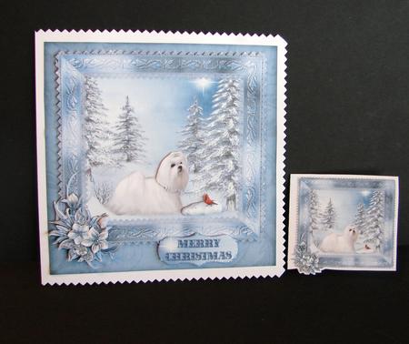 Christmas Maltese Dog Winter Scene Mini Kit by Carolyn Norris