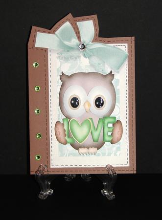 Little Owl with Lots of Love on a Tag with Bow by Carolyn Norris