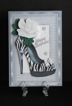 Lovely Zebra Print Shoe with White Rose by Carolyn Norris