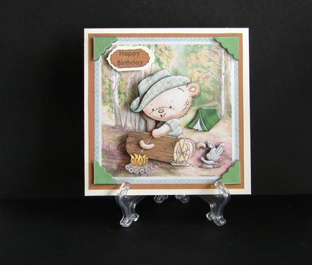 Happy Camper Roasting Hotdogs Card Topper & Decoupage by Carolyn Norris