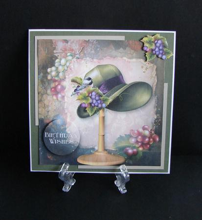Vintage Hat, Grapes & Bird Quick Topper by Carolyn Norris