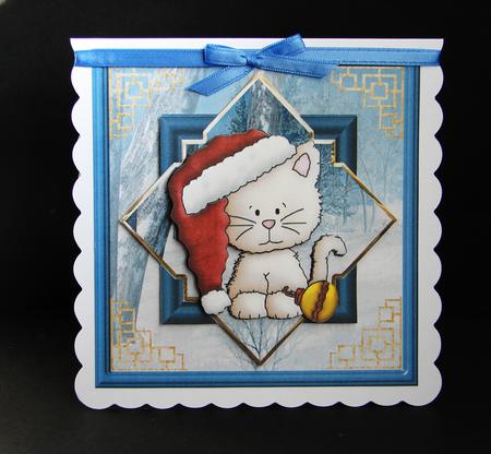 Christmas Cat Card with a Topper by Carolyn Norris