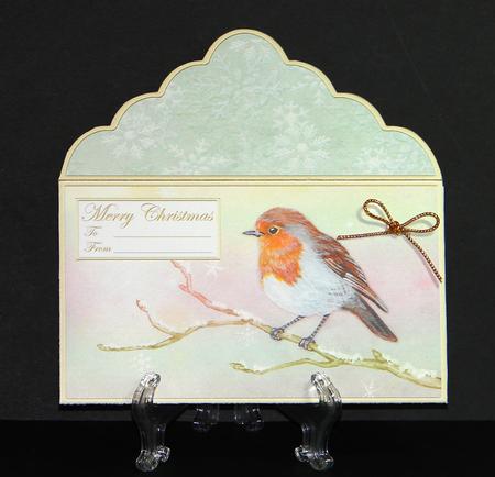 Christmas Money Wallet Envelope Robin in Gold by Carolyn Norris