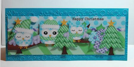 Large Dl Card Christmas Owls by Carolyn Norris