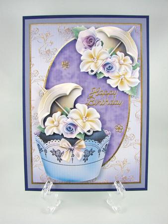 Fabulous Cupcake with Icing Flowers & Parasol by Carolyn Norris