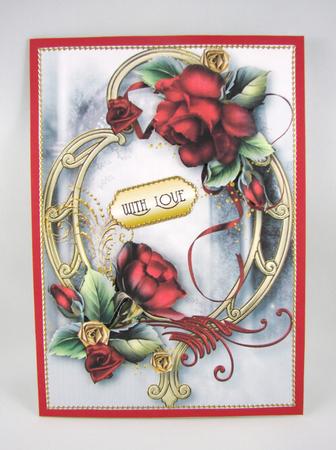 Romantic Red Roses & Golden Frame by Carolyn Norris